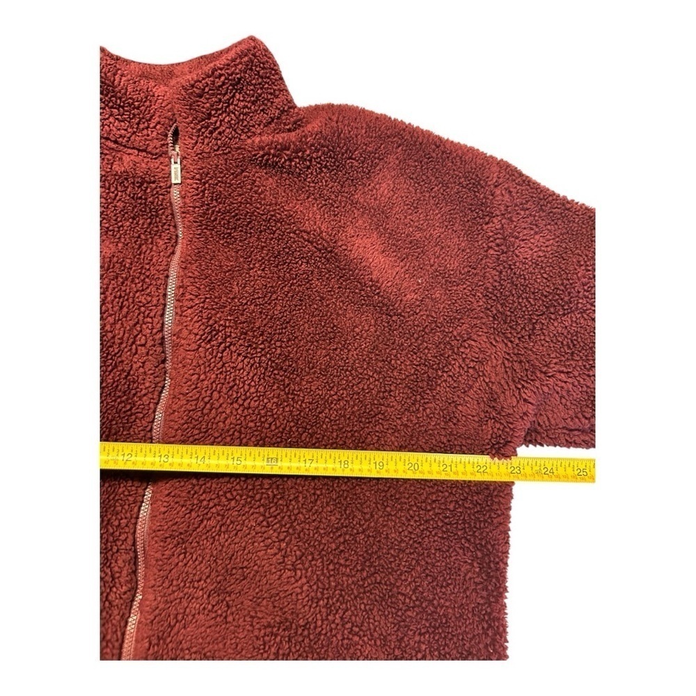 Pink Victoria’s Secret Fleece Zip Up Sweatshirt Cozy jacket Burgundy Size Small - Picture 4 of 7